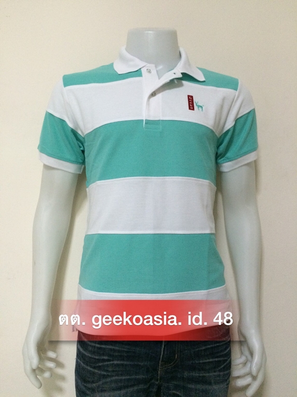 เสื้อโปโลชายตัดต่อ เขียว ขาว   