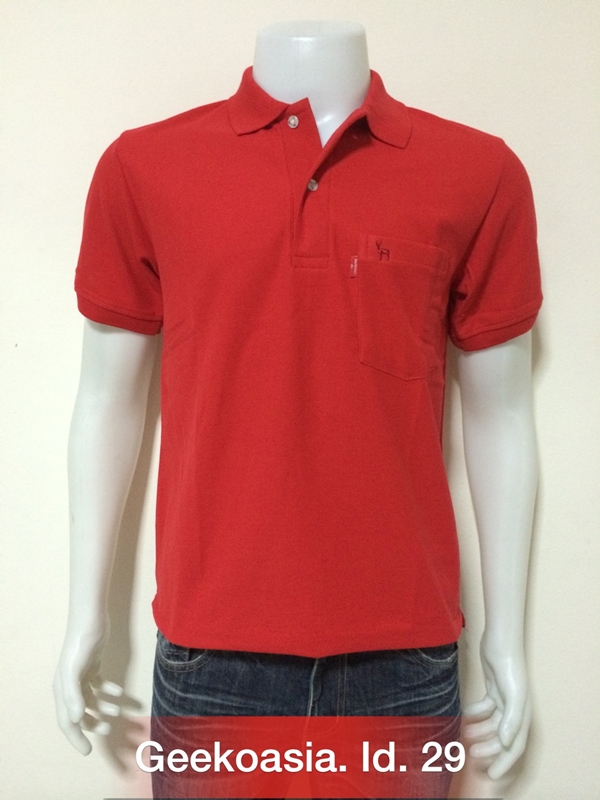 เสื้อโปโลสีพื้นชาย แดงสด id.29