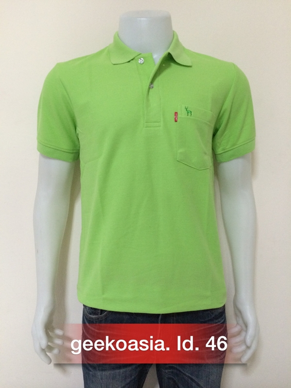 เสื้อโปโลสีพื้นชาย เขียวสะท้อน id.46