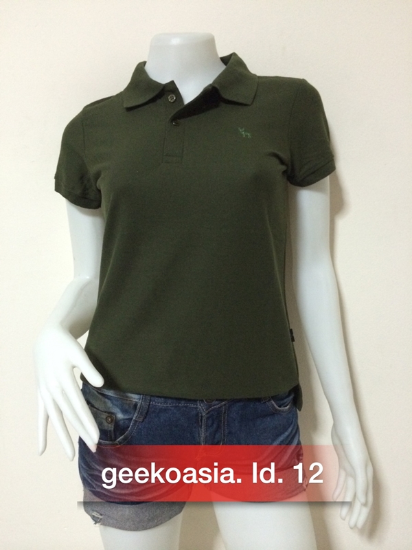 เสื้อโปโลสีพื้นหญิง เขียวขี้ม้า