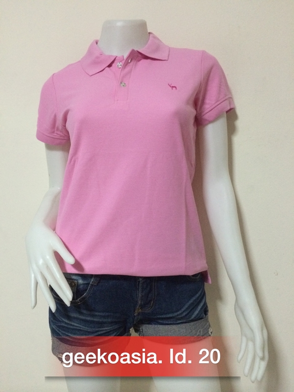 เสื้อโปโลสีพื้นหญิง ชมพูอ่อนๆ