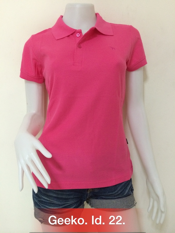 เสื้อโปโลสีพื้นหญิง ชมพูกลาง