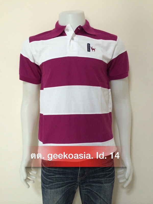 เสื้อโปโลตัดต่อชายสีม่วงมะปราง