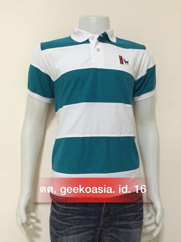 เสื้อโปโลตัดต่อสีฟ้าทะเล