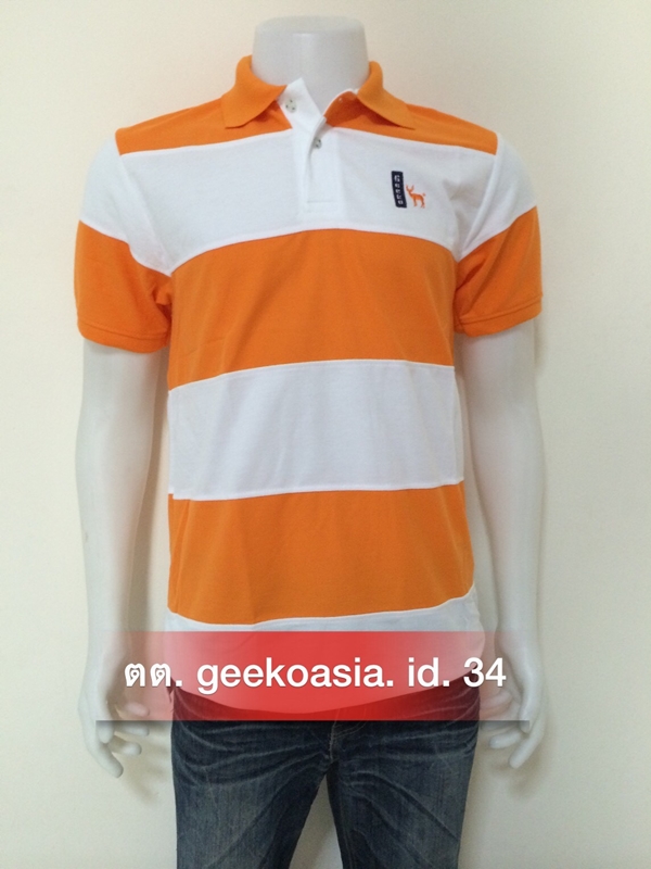 เสื้อโปโลตัดต่อชายสีส้ม