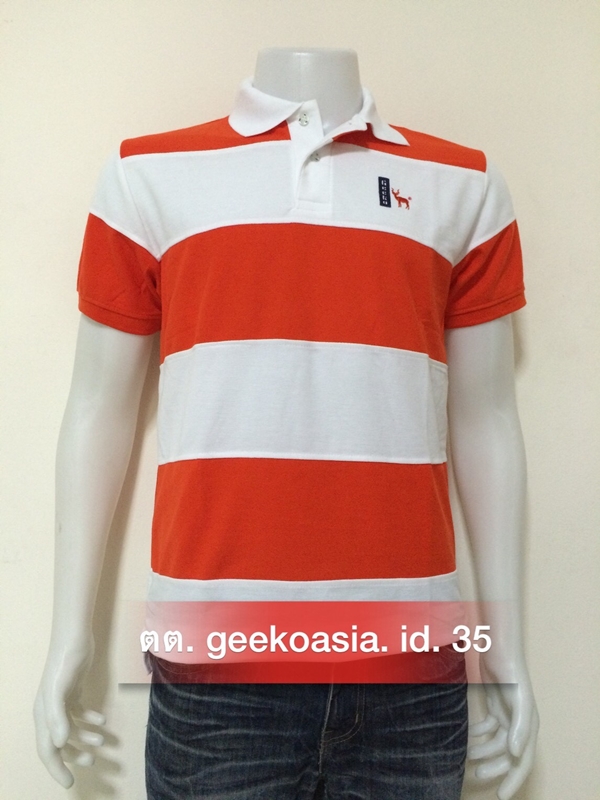 เสื้อโปโลตัดต่อชายสีส้มแสด