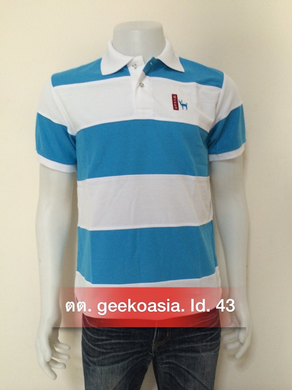 เสื้อโปโลตัดต่อชายสีฟ้าเข้ม