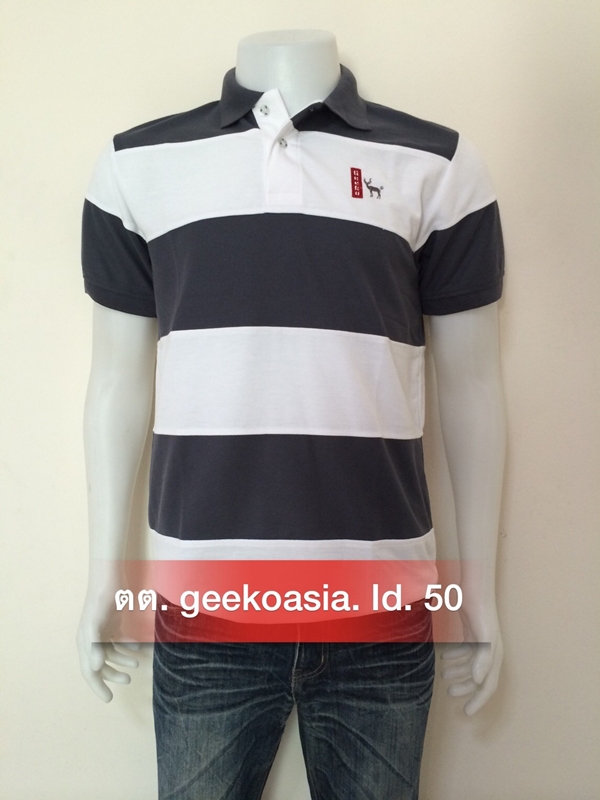 เสื้อโปโลตัดต่อชายสีเทาดิน