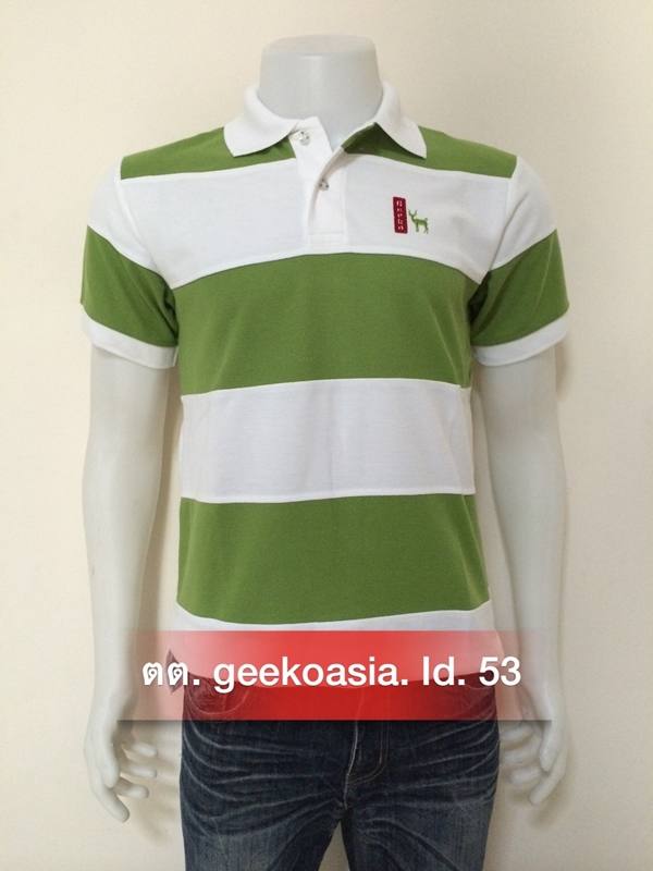 เสื้อโปโลตัดต่อชายสีเขียวไพร