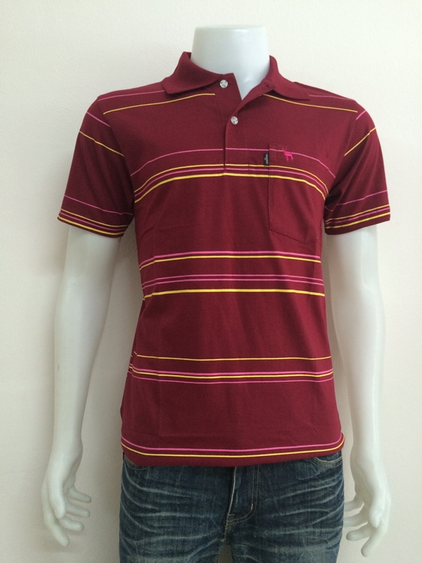 เสื้อโปโลชาย cotton สีเลือดหมู