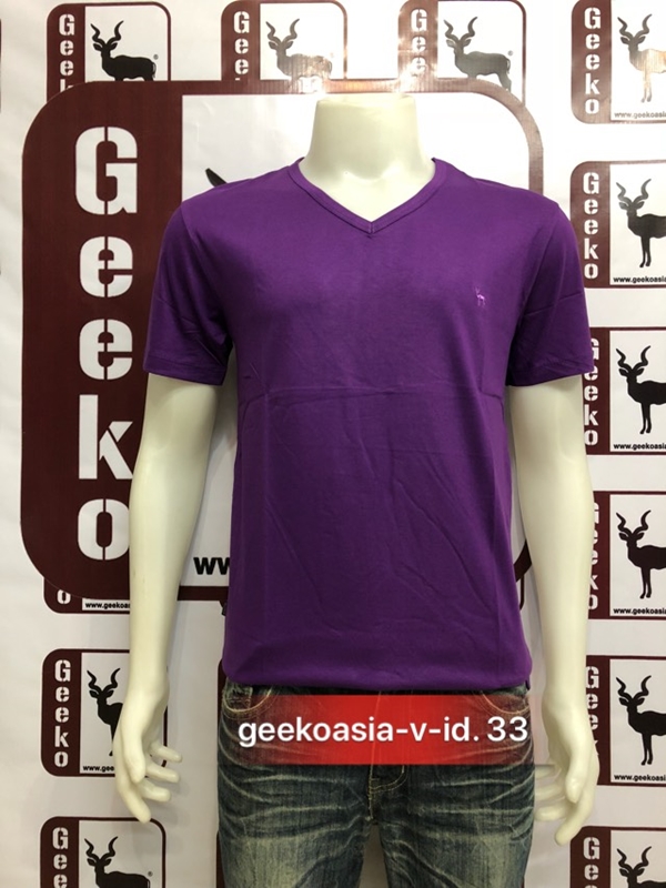 เสื้อยืดคอวีสีม่วงเข้ม