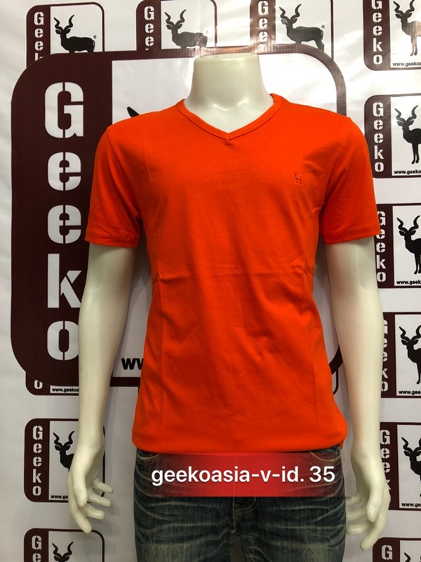 เสื้อยืดคอวีสีส้มออเร้นท์