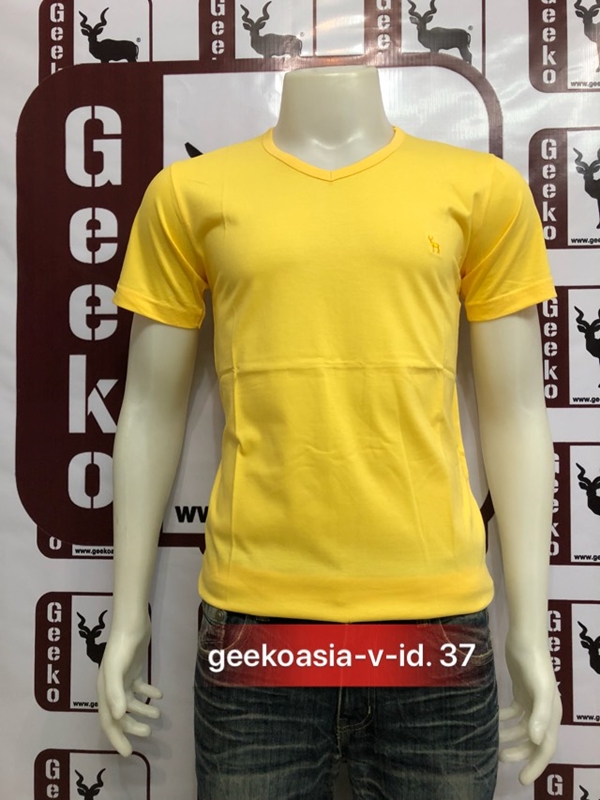 เสื้อยืดคอวีสีเหลืองนาโน