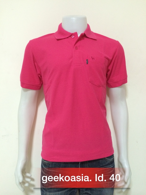 เสื้อโปโลชายสีชมพูเข้ม