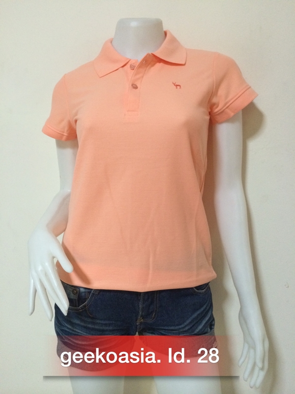 เสื้อโปโลหญิงสีโอรสอมส้ม