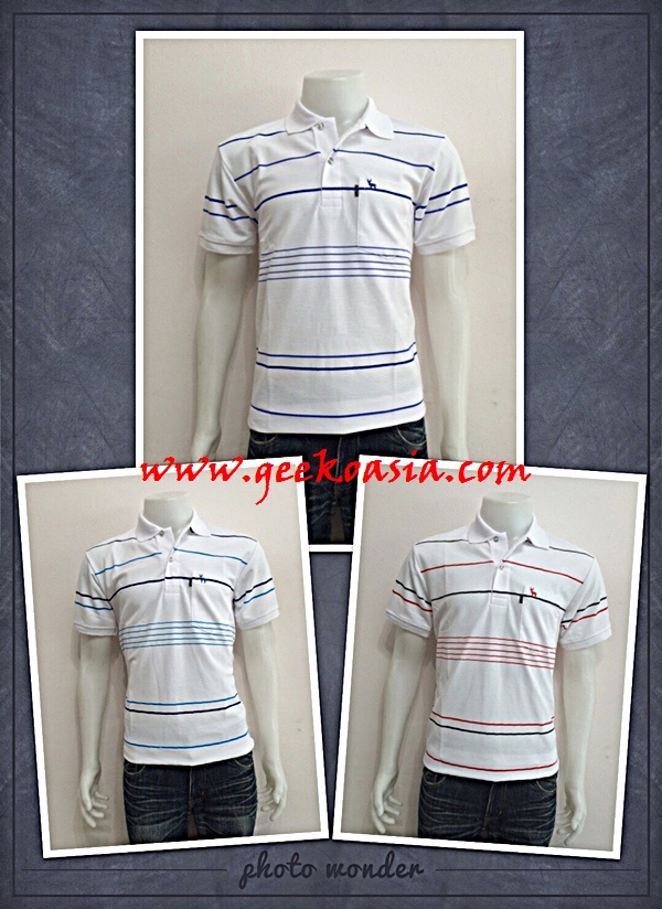 เสื้อโปโลขาวพิมพ์ลายจีโก้ เนื้อผ้าดีราคาถูก