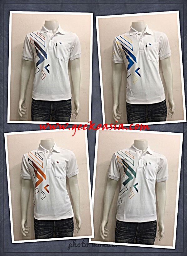 เสื้อโปโลขาวพิมพ์ลายจีโก้ เนื้อผ้าดีราคาถูก
