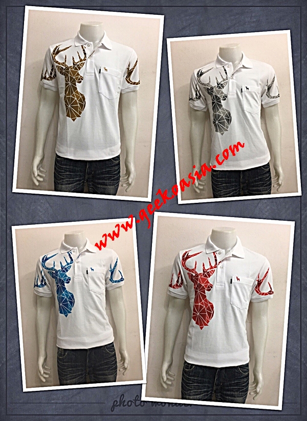 เสื้อโปโลขาวพิมพ์ลายจีโก้ เนื้อผ้าดีราคาถูก
