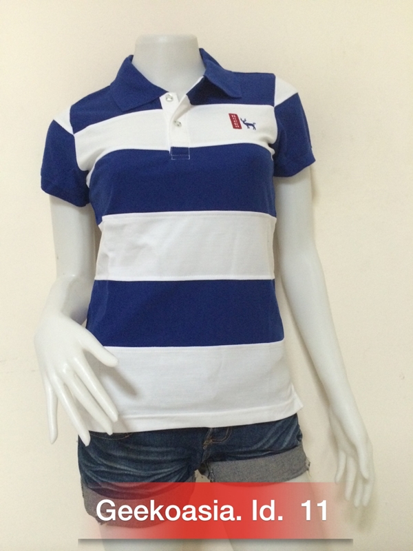 เสื้อโปโลตัดต่อหญิงสีน้ำเงิน
