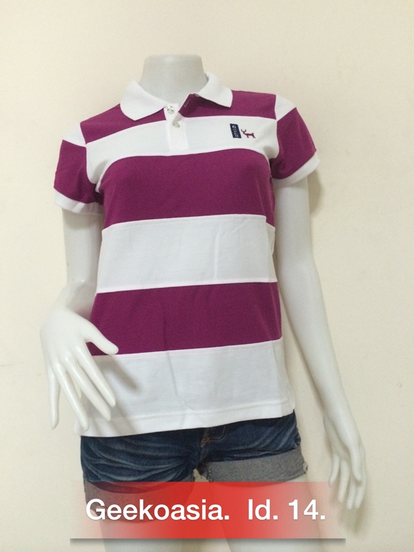 เสื้อโปโลตัดต่อหญิงสีม่วงมะปราง