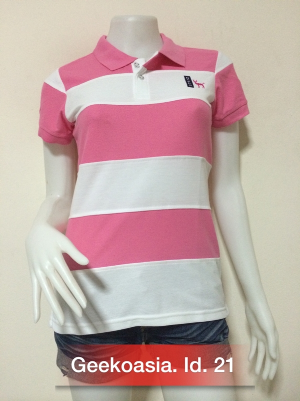 เสื้อโปโลตัดต่อหญิงสีชมพู
