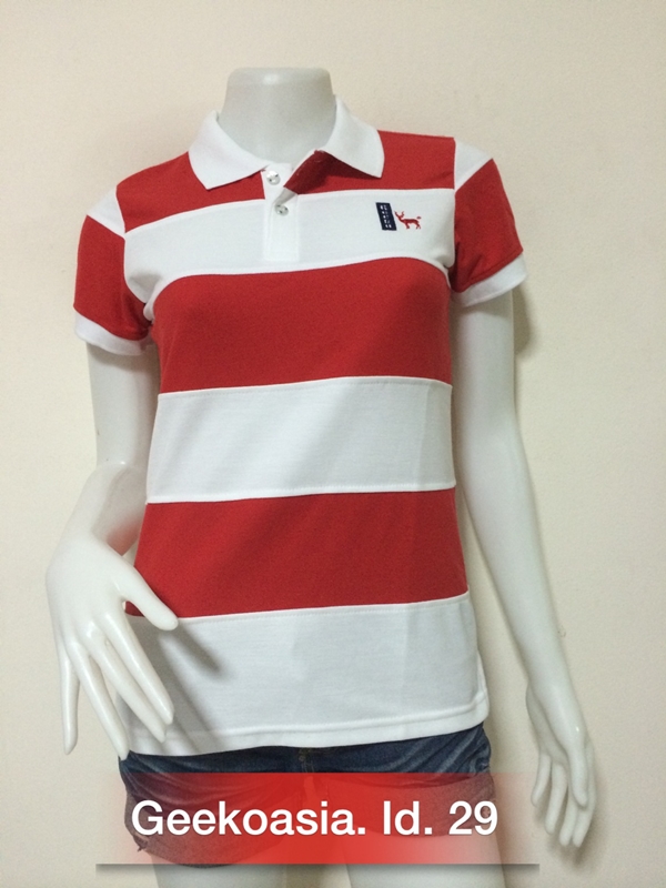 เสื้อโปโลตัดต่อหญิงแดง