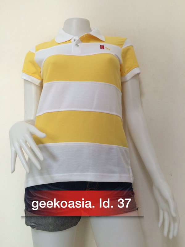 เสื้อโปโลตัดต่อหญิงสีเหลืองอ่อน