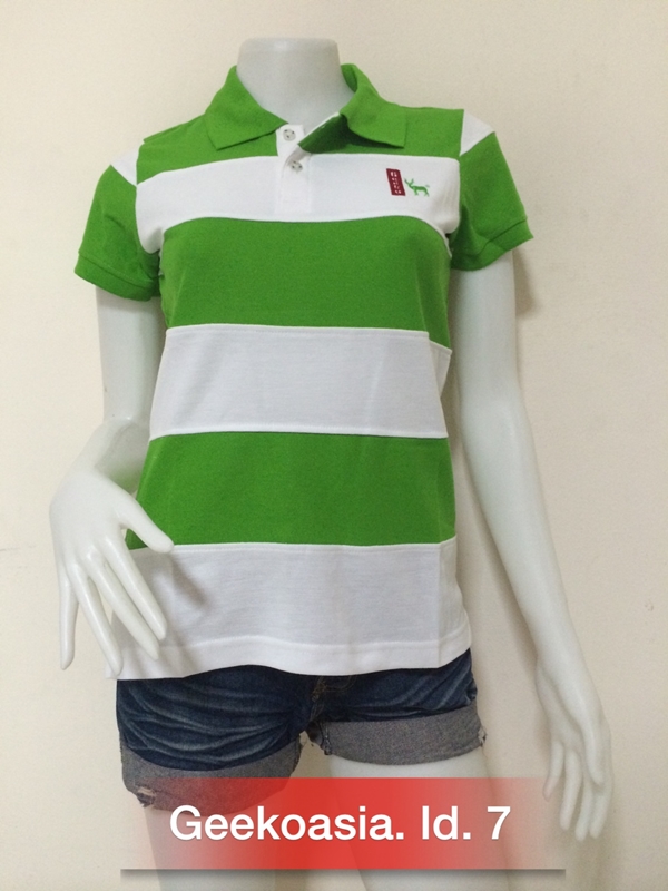 เสื้อโปโลตัดต่อหญิงสีเขียว